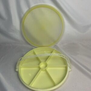 Tupperware Party Susan 405-9 White Divided Serving Tray with‎ Lid 224-5 Vintage